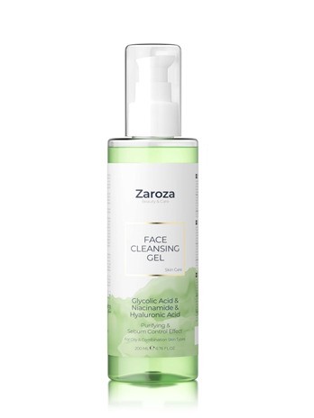 Zaroza Face Cleansing Gel 200ml with Glycolic Acid for Oily and Combination Skin