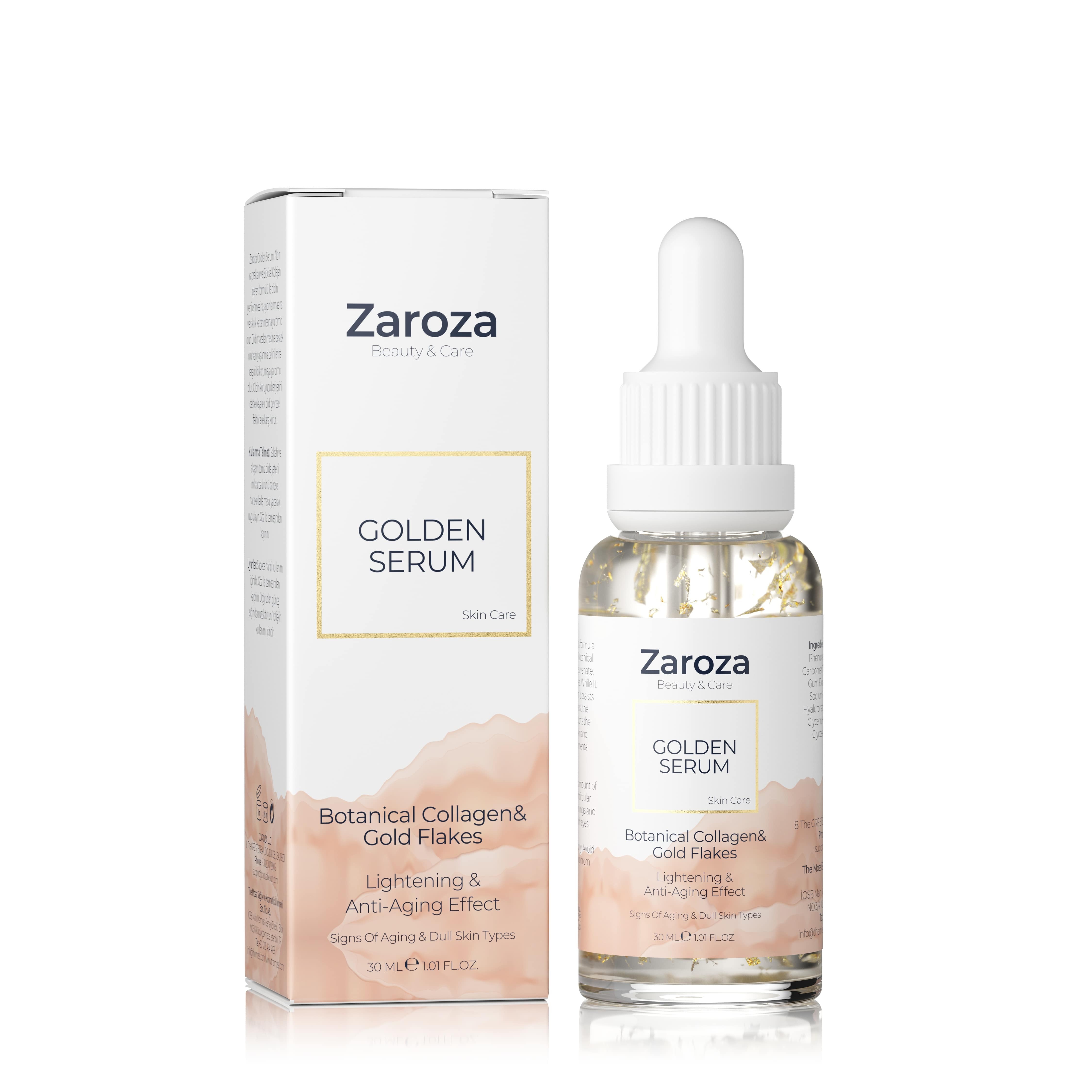 Zaroza Golden Serum 30ml with Gold Flakes, Collagen and Niacinamide